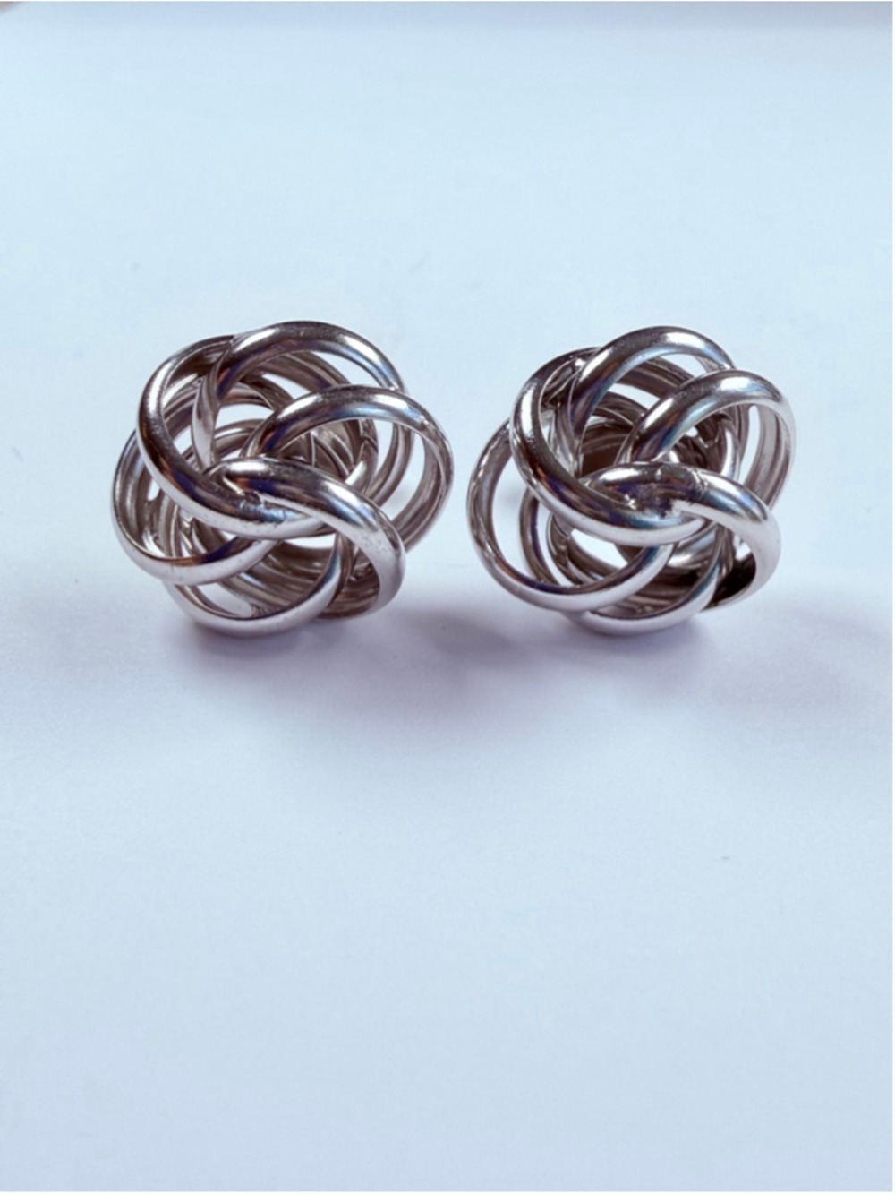 Fratelli Bovo Designer Love Knot Atomic Age Sterling Silver Stud Earrings Italy